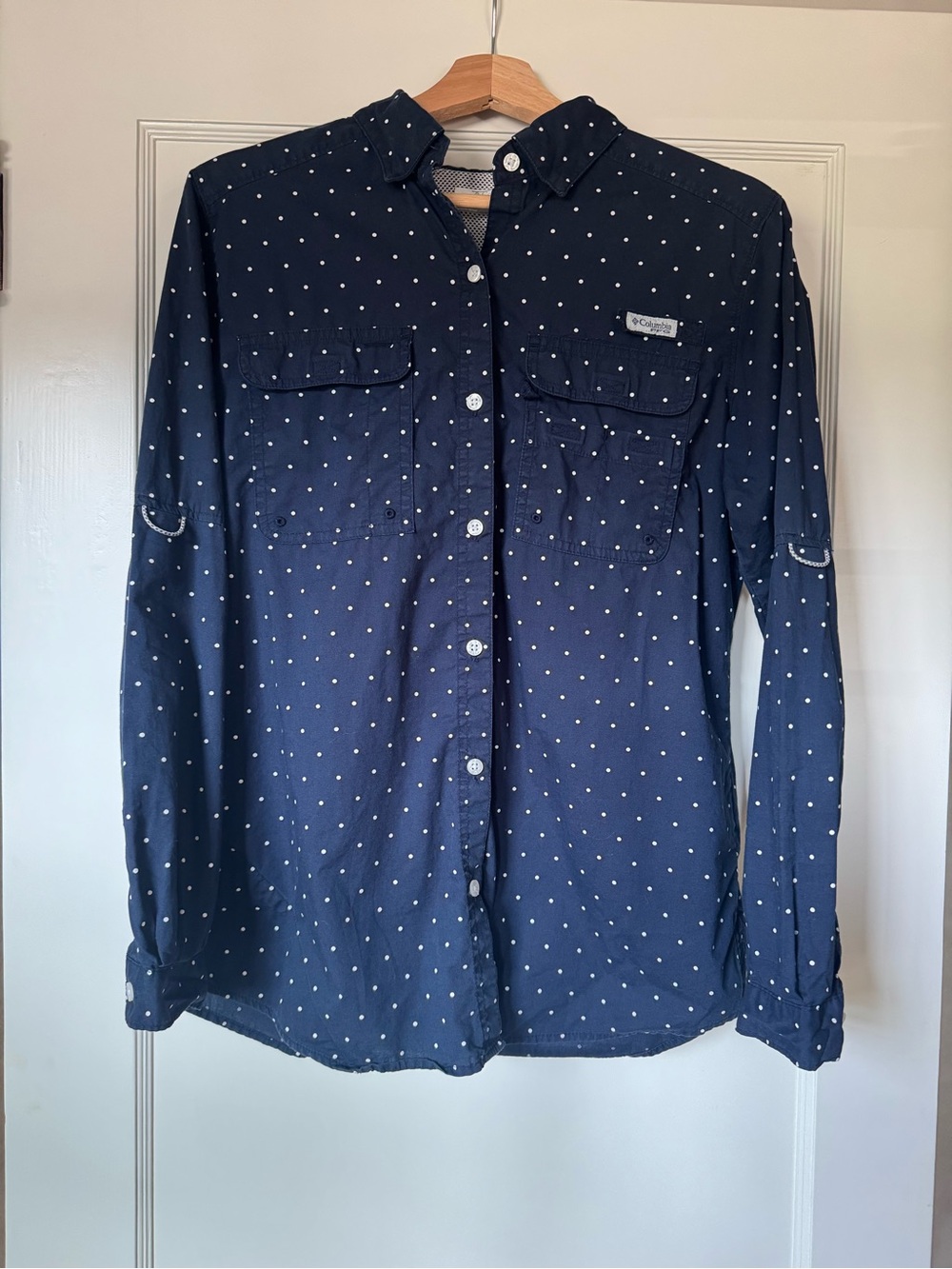 Columbia Navy Dot-Print Button-Up Shirt